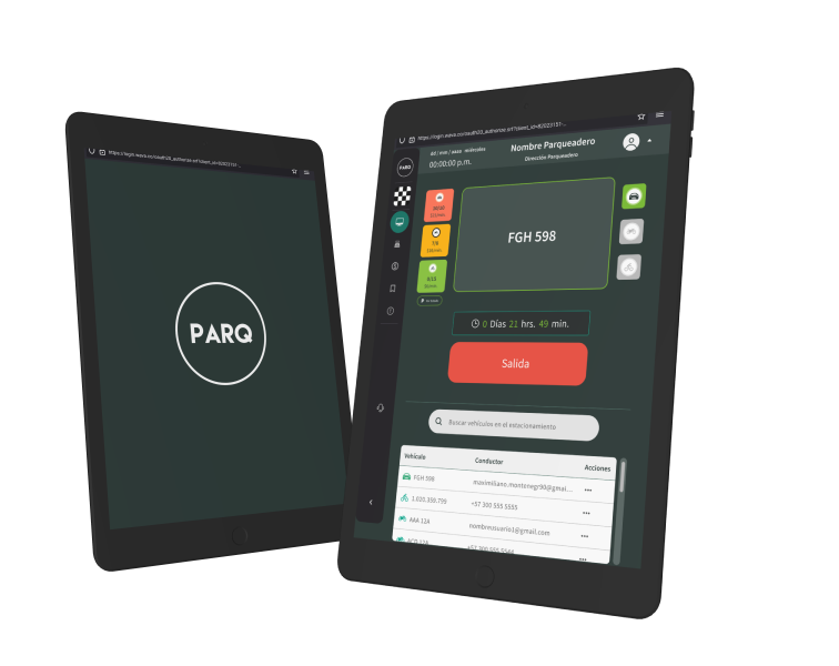 Tablet device running PARQ parking management software for mobile operations