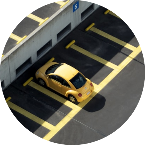Car in parking space managed with PARQ Pro software